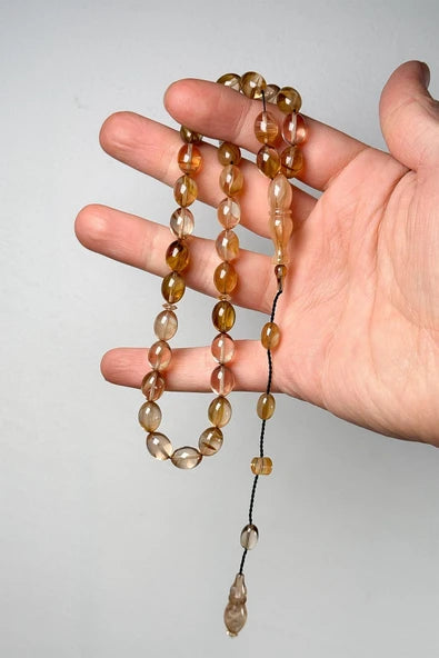 Tesbih maître artisan en ambre de feu, modèle Pompe
