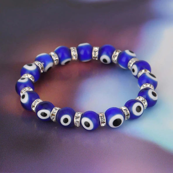  Bracelet extensible en argent 925 avec œil protecteur bleu foncé, vue complète