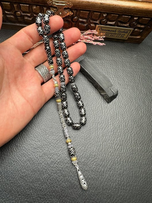 Tesbih Oltu – Perles de Prière, Anti-Stress, Plaquées Argent 925 gr