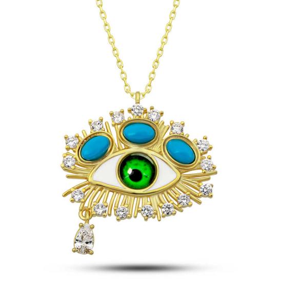 Collier Protecteur Larme – Argent & Doré, Zircons