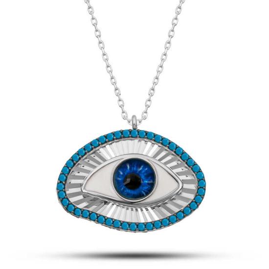 Collier Protecteur Œil Bleu & Argenté – Femme